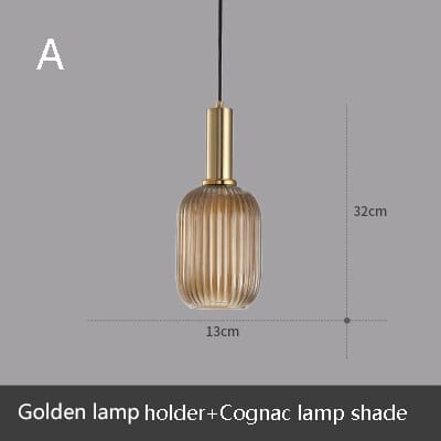 Suspension LED Design en Verre Belly | Marco Lucetti A - Cognac / Noir