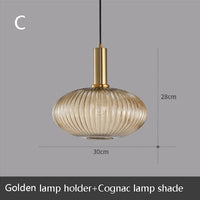 Suspension LED Design en Verre Belly | Marco Lucetti C - Cognac / Noir