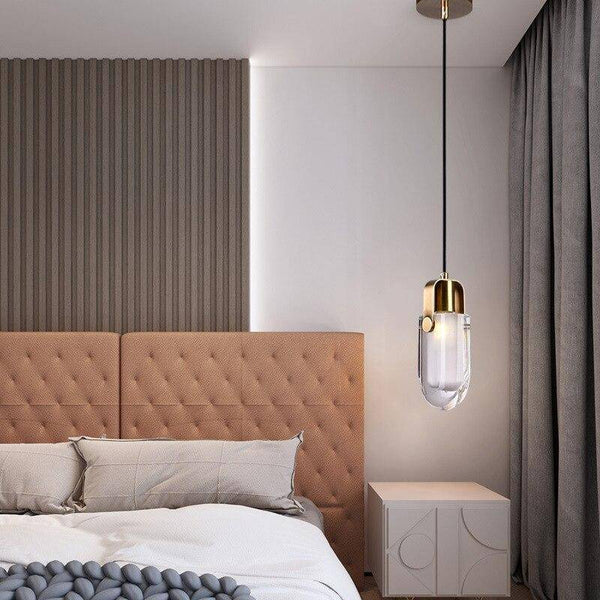 Suspension LED design en verre et dorée | Marco Lucetti