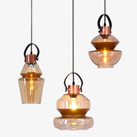 Suspension LED industrielle en verre design
