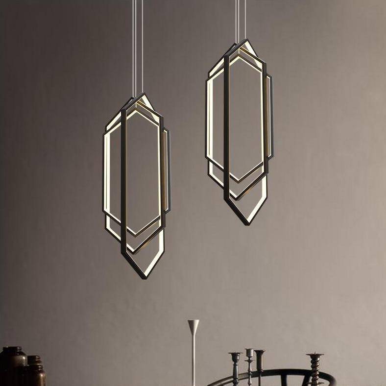 Suspension LED Design Loft Hexagone. | Marco Lucetti Noir / Froide