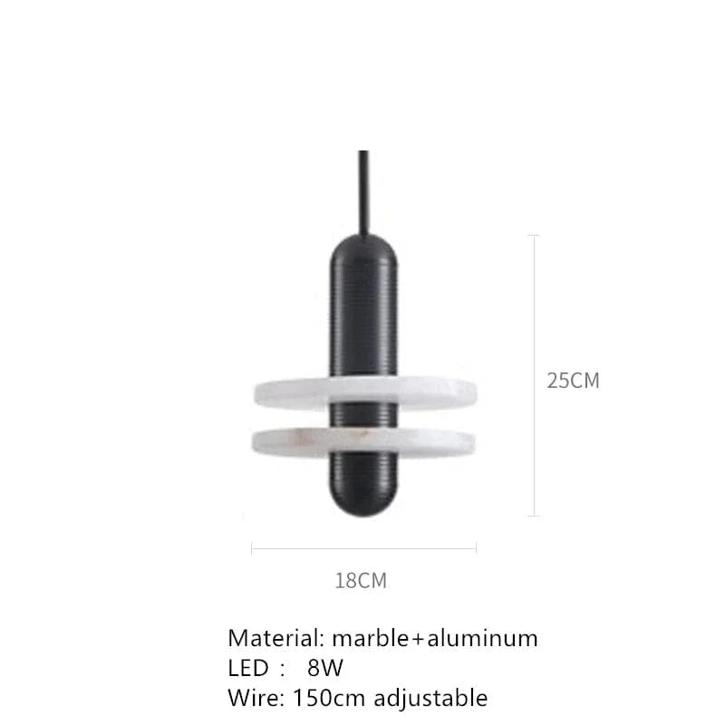Suspension LED Design Marbre et Aluminium ajustable | Marco Lucetti F / Lumière naturelle