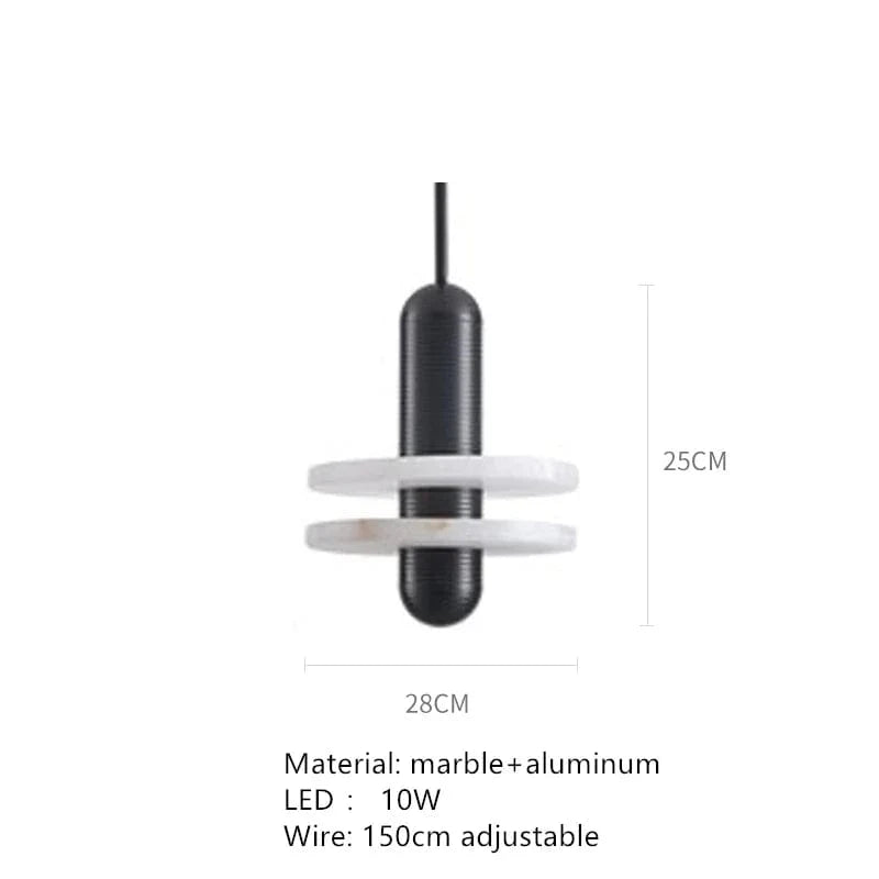 Suspension LED Design Marbre et Aluminium ajustable | Marco Lucetti H / Lumière naturelle