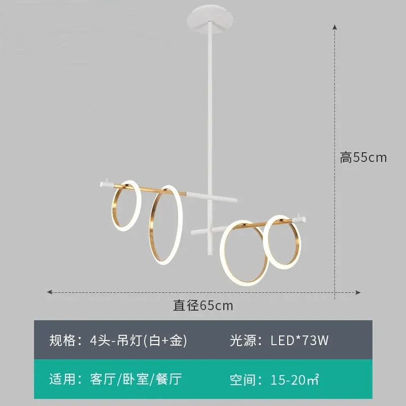 Suspension LED Design Moderne pour une Décoration Intérieure Élégante | Marco Lucetti 4têtes blanc-B / Télécommande