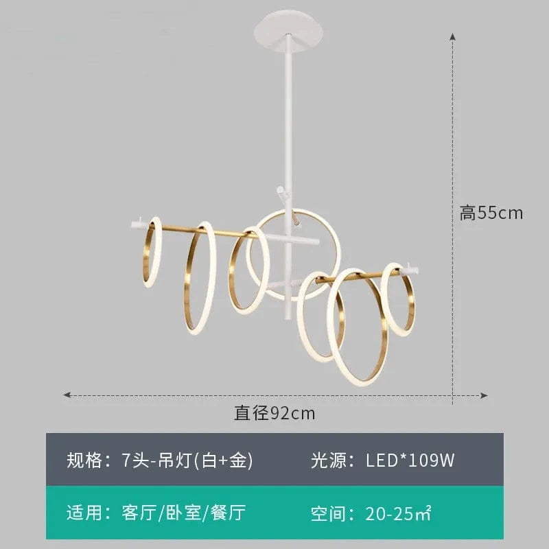 Suspension LED Design Moderne pour une Décoration Intérieure Élégante | Marco Lucetti 7 têtes blanches / Télécommande