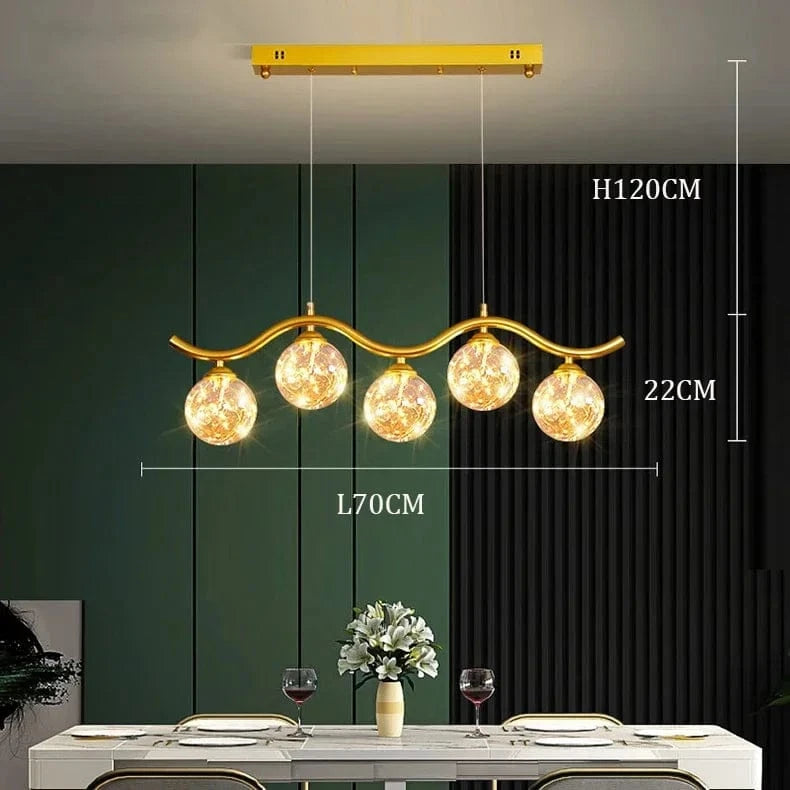 Suspension LED Design pour Salon, Cuisine et Restaurant | Marco Lucetti Or / Longueur 70cm / Lumière 3 couleurs