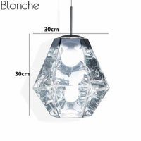 Suspension LED Diamond en verre - Design Géométrique | Marco Lucetti Argenté - 30x30cm