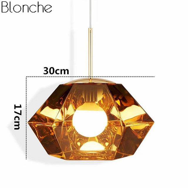 Suspension LED Diamond en verre - Design Géométrique | Marco Lucetti Doré - 30x17cm