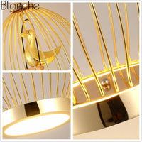 Suspension LED doré "Birdcage" | Marco Lucetti