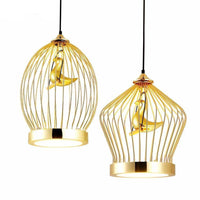 Suspension LED doré "Birdcage" | Marco Lucetti