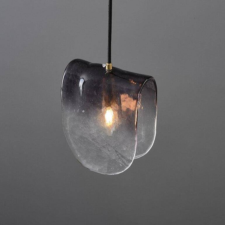 Suspension LED dorée avec abat-jour en tuile de verre | Marco Lucetti