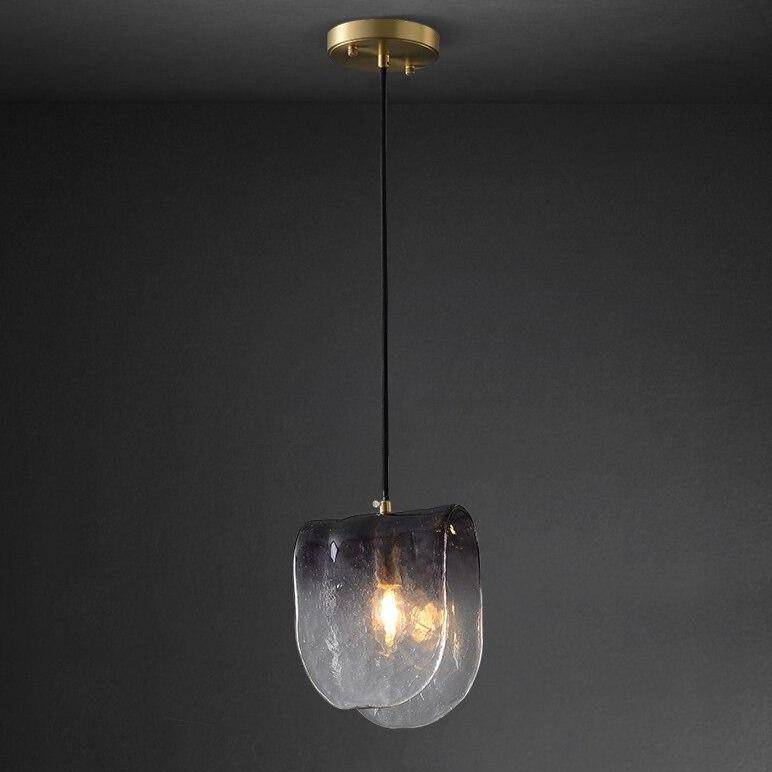 Suspension LED dorée avec abat-jour en tuile de verre | Marco Lucetti