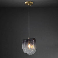 Suspension LED dorée avec abat-jour en tuile de verre | Marco Lucetti