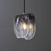 Suspension LED dorée avec abat-jour en tuile de verre | Marco Lucetti