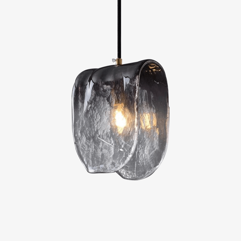 Suspension LED dorée avec abat-jour en tuile de verre | Marco Lucetti