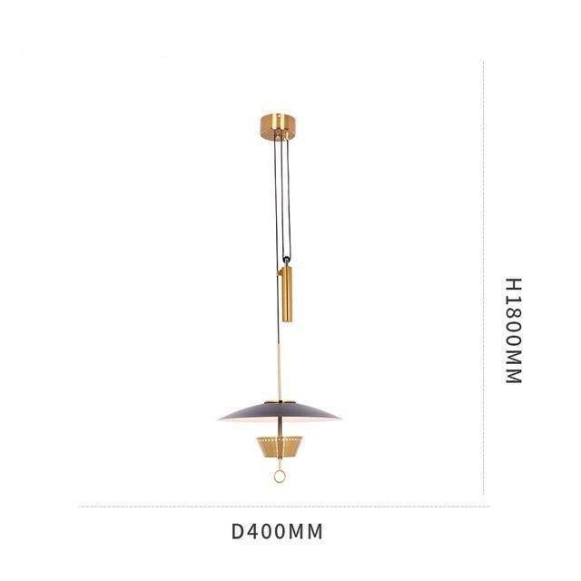 Suspension LED Dorée avec Abat-jour Noir Chapeau | Marco Lucetti