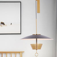 Suspension LED Dorée avec Abat-jour Noir Chapeau | Marco Lucetti