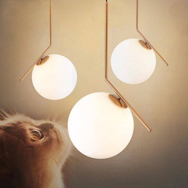 Suspension LED Dorée avec Boule en Verre | Marco Lucetti