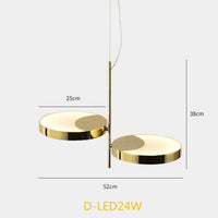 Suspension LED Dorée en Formes Arrondies | Marco Lucetti 2 lampes