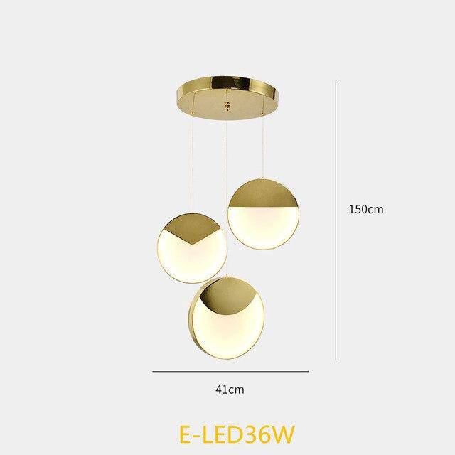 Suspension LED Dorée en Formes Arrondies | Marco Lucetti 3 lampes