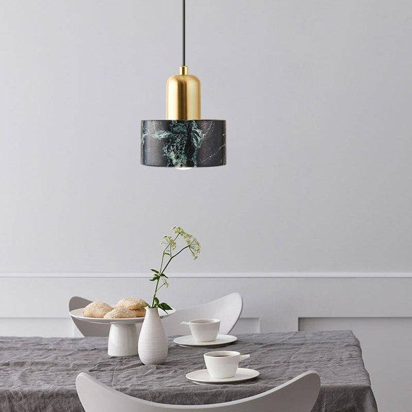 Suspension LED dorée en marbre noir de luxe | Marco Lucetti
