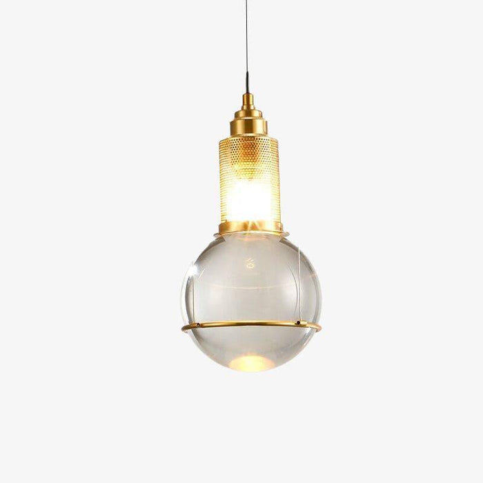 Suspension LED dorée en métal avec abat-jour en verre de luxe | Marco Lucetti