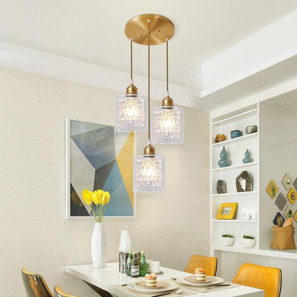 Suspension LED dorée en verre cristal | Marco Lucetti