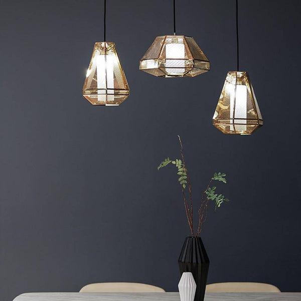 Suspension LED dorée géométrique Ultra-Modern | Marco Lucetti