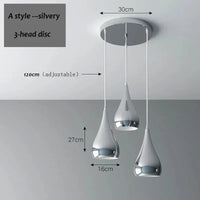 Suspension LED élégante à triple tête | Marco Lucetti A disque à tête style -3 / Blanc chaud