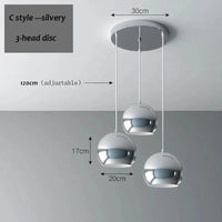 Suspension LED élégante à triple tête | Marco Lucetti Disque à 3 têtes style C / Blanc froid