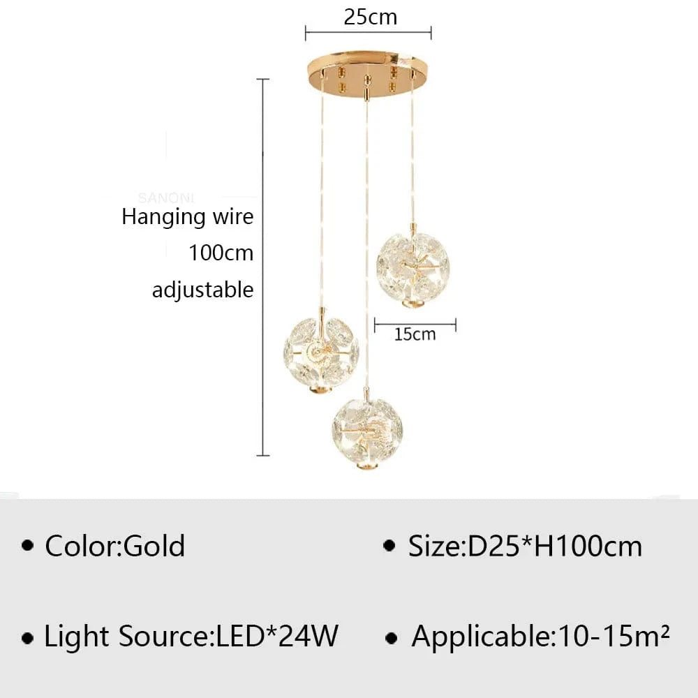 Suspension LED élégante pour votre salon, salle à manger ou cuisine | Marco Lucetti Or D 3P A / Gradation continue (RC)