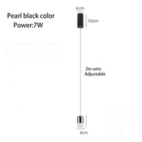 Suspension LED en Aluminium pour Chambre à Coucher avec Projecteur 7W COB | Marco Lucetti Couleur noir nacré / Lumière neutre 4000K