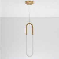 Suspension LED en anneau allongé Hang - Style Moderne | Marco Lucetti Doré / Naturelle