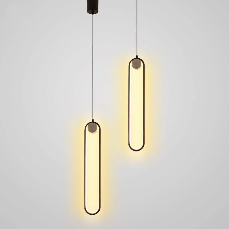 Suspension LED en anneau allongé noir ou doré moderne & tendance | Marco Lucetti