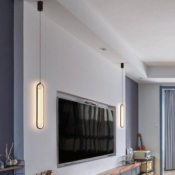 Suspension LED en anneau allongé noir ou doré moderne & tendance | Marco Lucetti