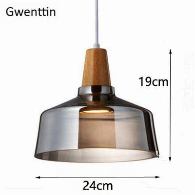 Suspension LED en bois avec abat-jour en verre Nordic | Marco Lucetti B - Gris fumé