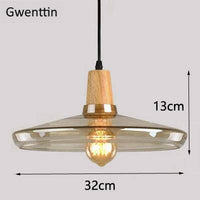 Suspension LED en bois avec abat-jour en verre Nordic | Marco Lucetti C - Ambré