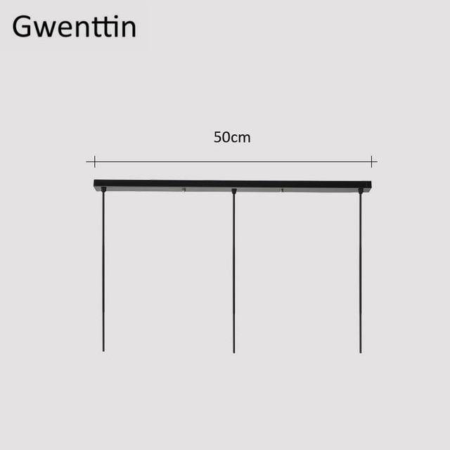 Suspension LED en bois avec abat-jour en verre Nordic | Marco Lucetti Support allongé noir - 50cm