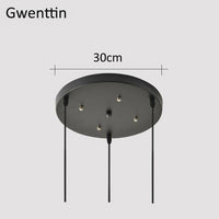 Suspension LED en bois avec abat-jour en verre Nordic | Marco Lucetti Support rond noir - 30cm