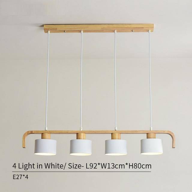 Suspension LED en bois avec abat-jour personnalisable | Marco Lucetti Blanc - 4 lampes