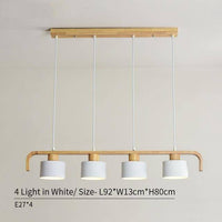 Suspension LED en bois avec abat-jour personnalisable | Marco Lucetti Blanc - 4 lampes