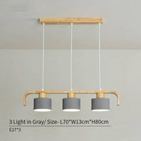 Suspension LED en bois avec abat-jour personnalisable | Marco Lucetti Gris - 3 lampes