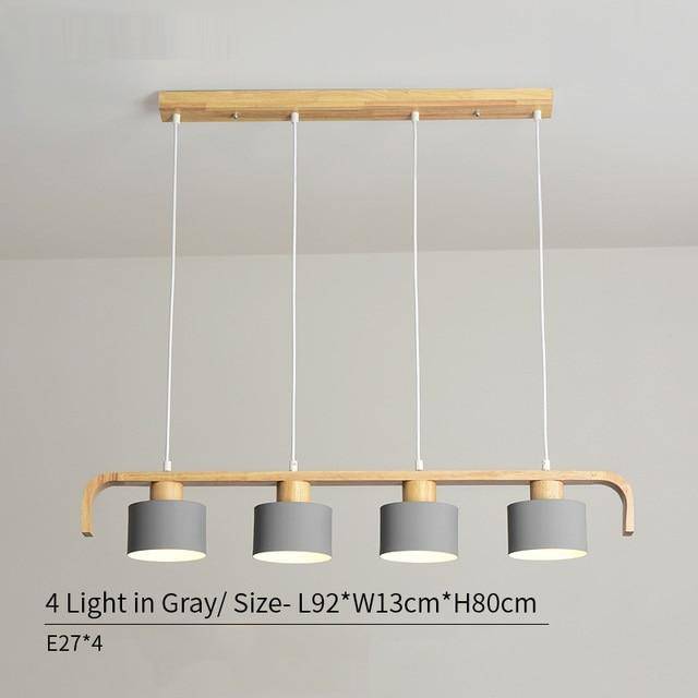 Suspension LED en bois avec abat-jour personnalisable | Marco Lucetti Gris - 4 lampes