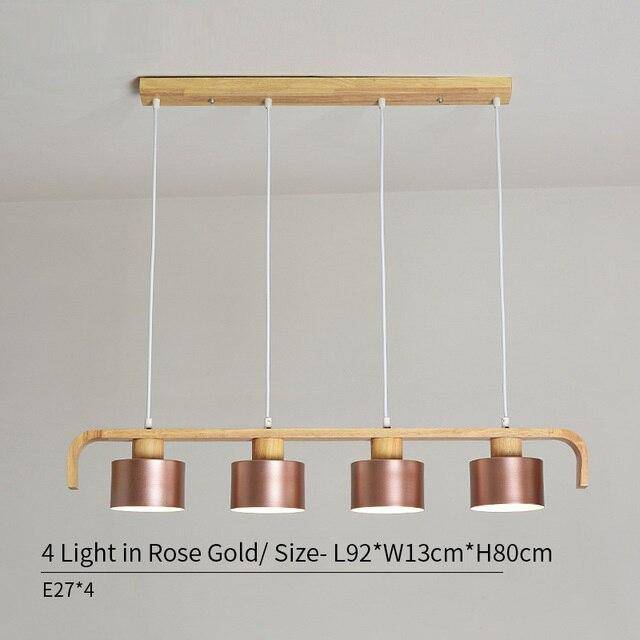 Suspension LED en bois avec abat-jour personnalisable | Marco Lucetti Rose - 4 lampes