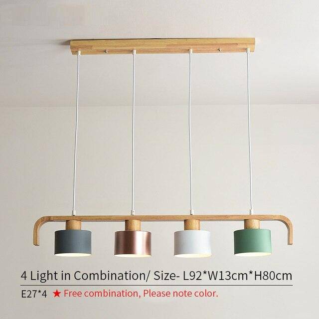 Suspension LED en bois avec abat-jour personnalisable | Marco Lucetti Tricolore - 4 lampes