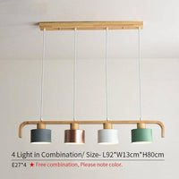 Suspension LED en bois avec abat-jour personnalisable | Marco Lucetti Tricolore - 4 lampes
