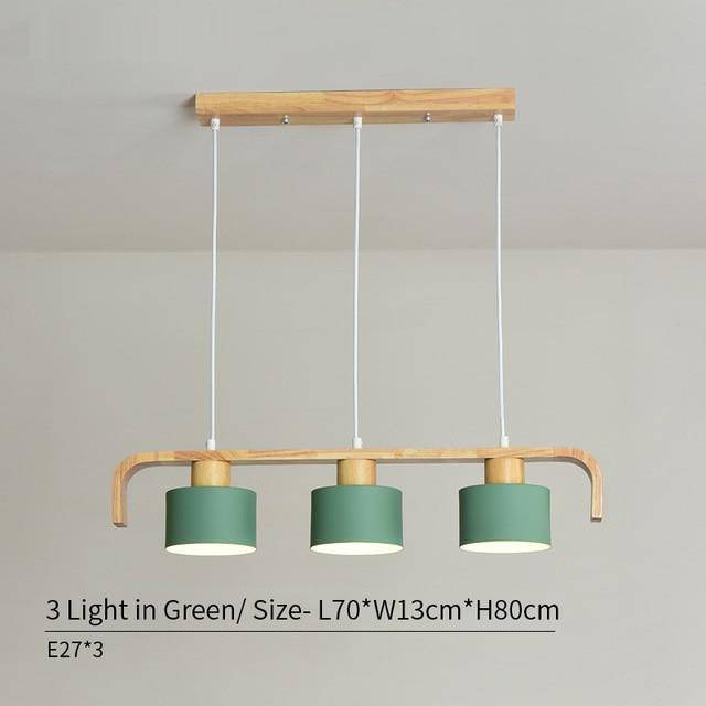 Suspension LED en bois avec abat-jour personnalisable | Marco Lucetti Vert - 3 lampes