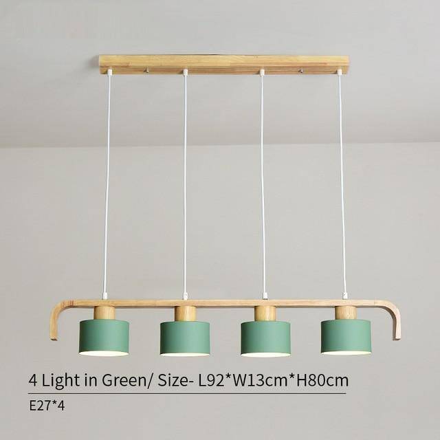 Suspension LED en bois avec abat-jour personnalisable | Marco Lucetti Vert - 4 lampes