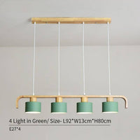 Suspension LED en bois avec abat-jour personnalisable | Marco Lucetti Vert - 4 lampes