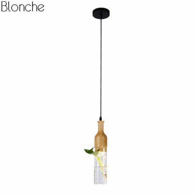 Suspension LED en bois avec plante et réservoir d'eau Bottle - Luminaire EcoGreen | Marco Lucetti 1 lampe